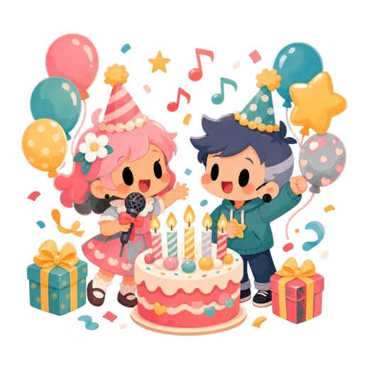 Birthday song celebration illustration