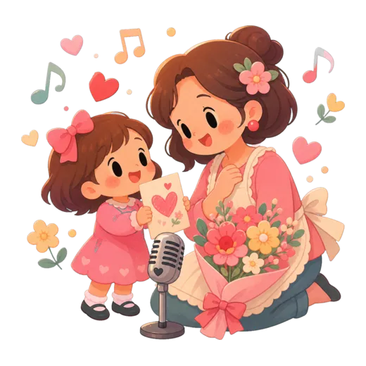 Mother and child music gift illustration