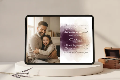 Personalized lyric video gift with family photo and custom song lyrics